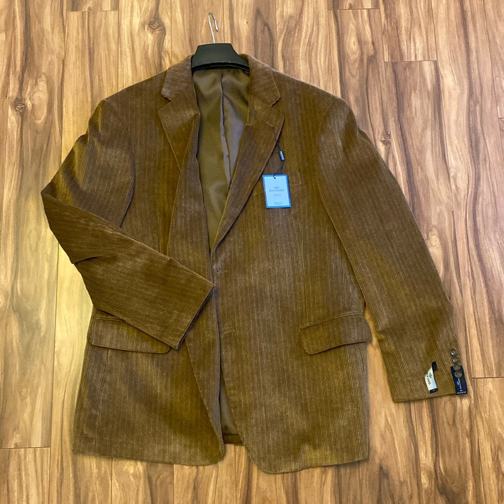 NWT Dockers Dark Brown Corduroy Sports Coat Blazer Jacket Mens Size 48